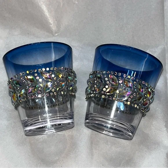 Hand Crafted Bling Embellished Plastic Shot Glasses Set of 2 - Picture 7 of 10